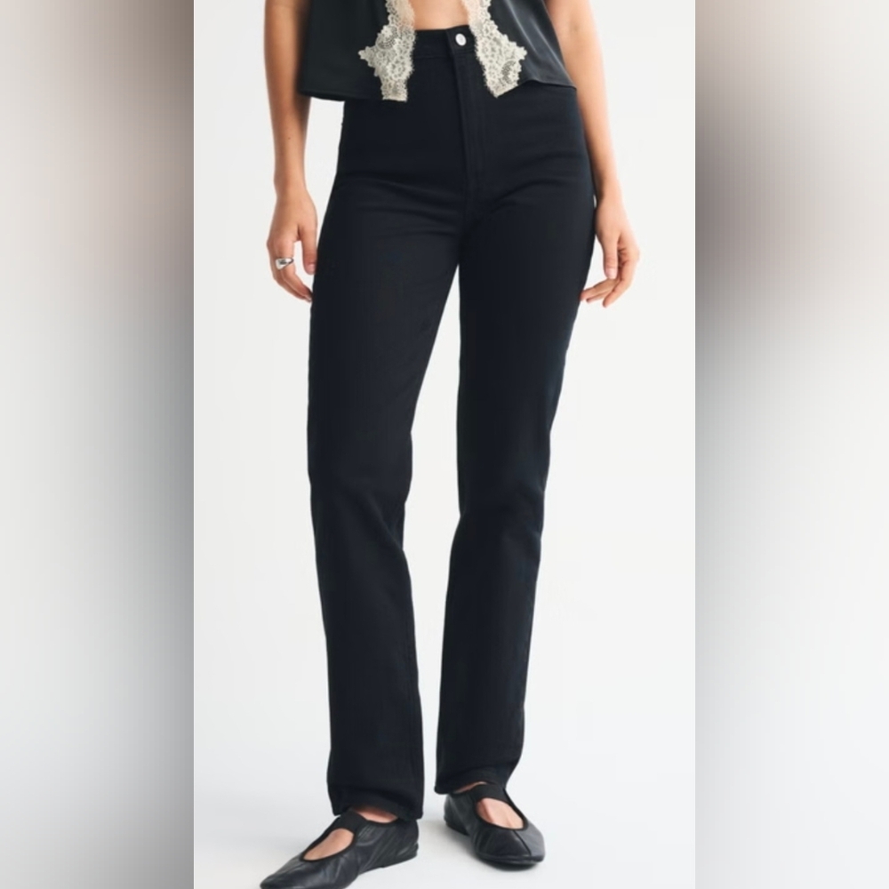 Abercrombie & Fitch Black The 90s Straight Ultra High Rise Jeans Black  29 (8)